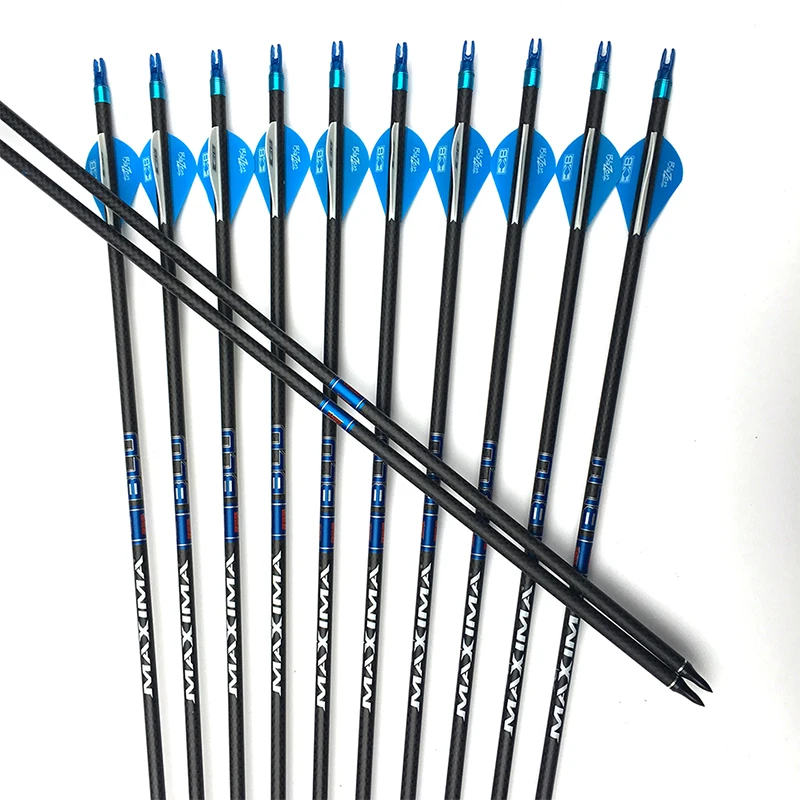 

Linkboy 6/12pcs NEW 3K Pure Carbon Arrow Archery Spine400 ID6.2mm Point Tips 100gr Explosion-proof Ring Compound Bow Hunting