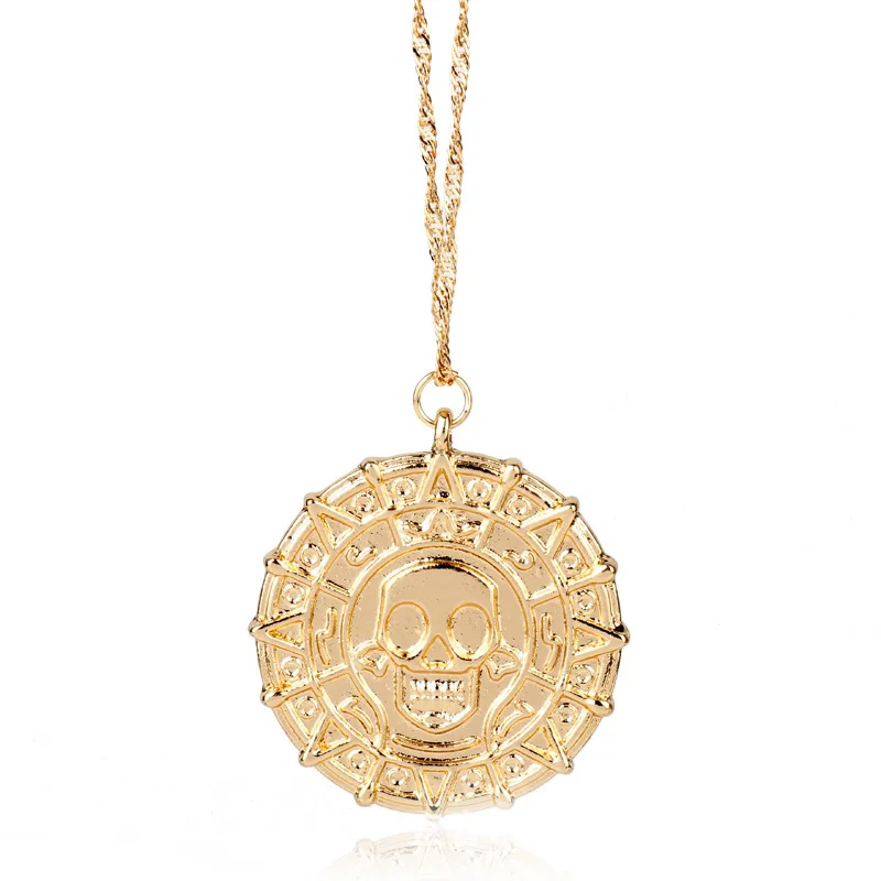 Тропический пират Карибы ожерелье кулон Золотая монета медаль кулон Шаньтоу Джонни Депп фильм ювелирные изделия для мужчин и женщин подарок Jewe - Окраска металла: Champagne gold