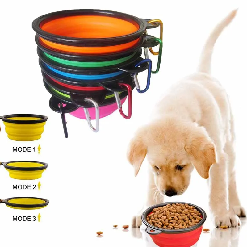 

Portable Collapsible Dog Bowl Foldable Expandable Cup Dish for Pet Cat Food Water Feeding Portable Travel Bowl Free Carabiner