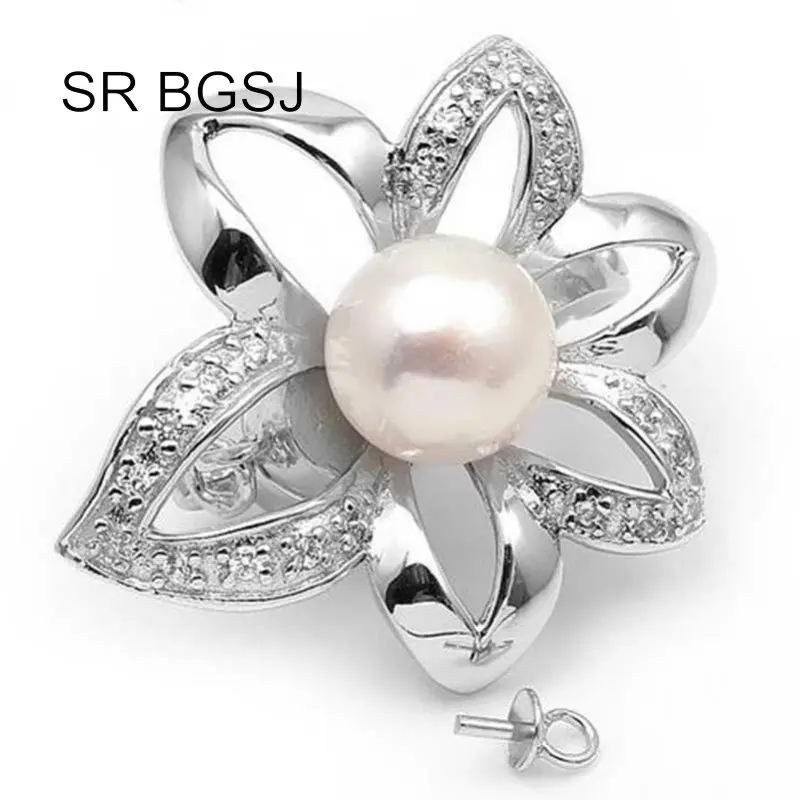 

Free Shipping Jewelry DIY Flower 925 Silver Freshwater Pearl Long Drop Neclace Magnetic Clasp