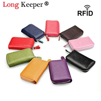 

Women Business Card Holder Cow Leather Card Wallet Prevent RFID Female Credit Card Holder Black Purple New Pillow Cards Purse