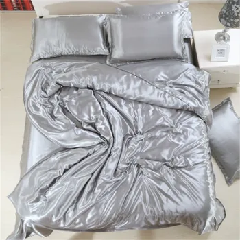 

Luxury Pure Satin Silk Bedding Set Single Queen King Size Bed Set Duvet Cover & Flat Sheet & Pillowcases Comforter Home Textile