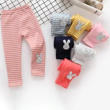 Toddler Baby Girls Pants Leggings Stripe Cartoon Pattern Kids Cute Stretchy Warm Trousers Pants for Girls kids stripe tape side marled leggings