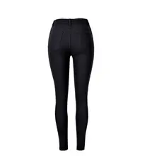 Europa America mujeres rodilla agujero alta cintura del estiramiento negro jeans personalidad con lápiz jeans pantalones pie Q10 - AliExpress Ropa de mujer