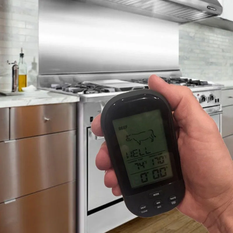 Wireless Digital Meat Thermometer Remote BBQ Kitchen Cooking for Oven Grill Smoker with Timer H99F Wireless Digital Meat Thermometer Remote BBQ Kitchen Cooking for Oven Grill Smoker with Timer H99F