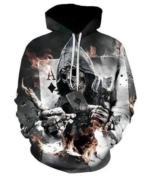 

YFFUSHI 2019 New 3d Hoodies Men Poker Print Skull Hoodies Male 3d Hooded Hoodies Men Coat Hip Hop Fashion Tops 5XL Jacket