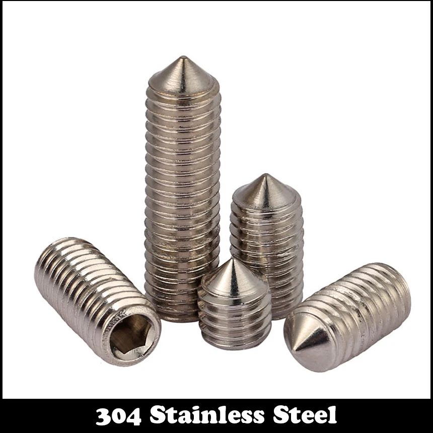 

M5 M5*20/25/30/35/40 M5x20/25/30/35/40 304 Stainless Steel ss DIN914 Inner Hexagon Socket Allen Head Grub Cone Point Set Screw