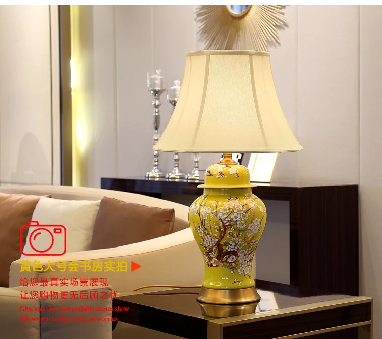 China Antique Living Room Vintage Table Lamp Porcelain Ceramic Table Lamp wedding decoration flower and bird table lamp bedroom (17)