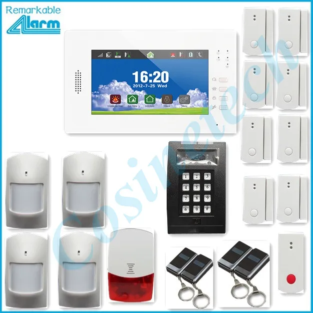 

Hot selling smart APP home security GSM alarm system kit PIR sensor, strobe siren,external LED keypad,panic button alarm panel