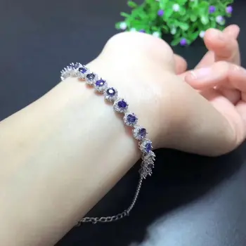 

Fidelity natural 3.5mm sapphire Bracelets s925 sterling silver Exquisite fine jewelry for women party natural blue gemstone