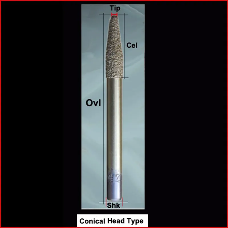 Вакуумная пайка алмазный инструмент(металлургический расплавленный), конический концевой фреза, Гравировальный/резной камень ремесла мраморный рельеф
