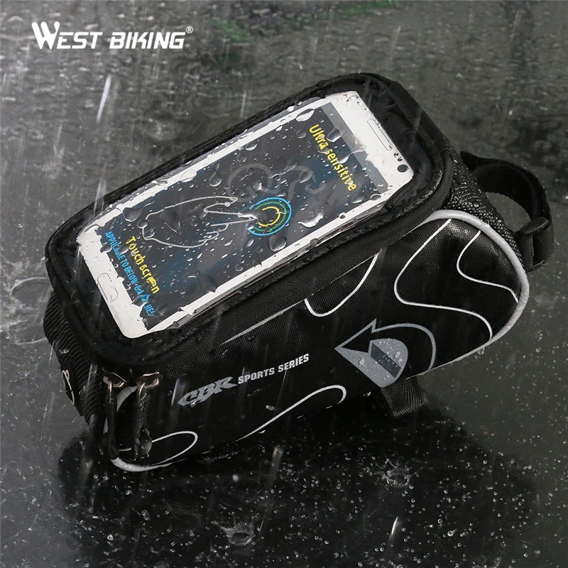 Sale WEST BIKING Cycling MTB Bike Front Frame Top Tube Bag Bicycle Bags for 6 inch Phone Touch Screen Frame Front Tube Bicycle Bag 5