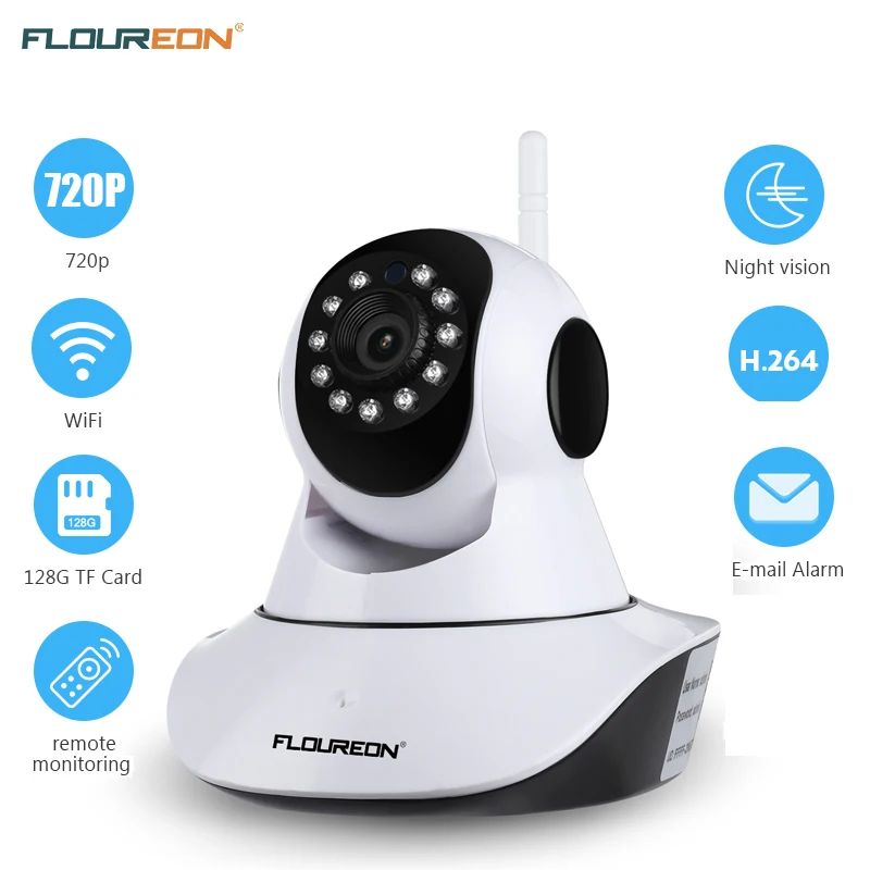 Беспроводная ip камера Floureon Q3 720P 1.0MP видеонаблюдения панорамирование/плитка