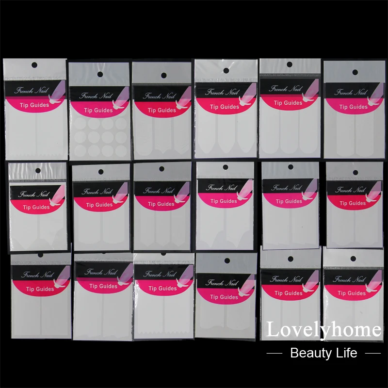 Wholesale 18Pcs Nails Sticker Tips Guide French Manicure Nail Art Decals Form Fringe Guides DIY Sencil Styling Beauty Tools
