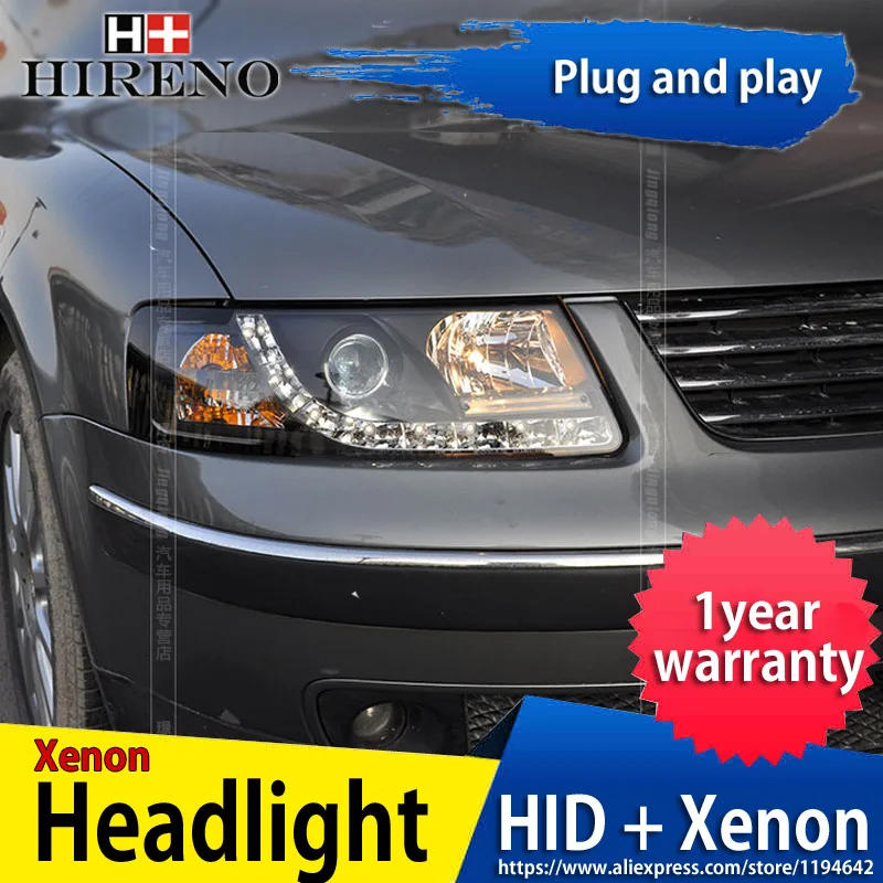 Hireno Headlamp for 1998 2005 Volkswagen Passat B5 Headlight Headlight Assembly LED DRL Angel