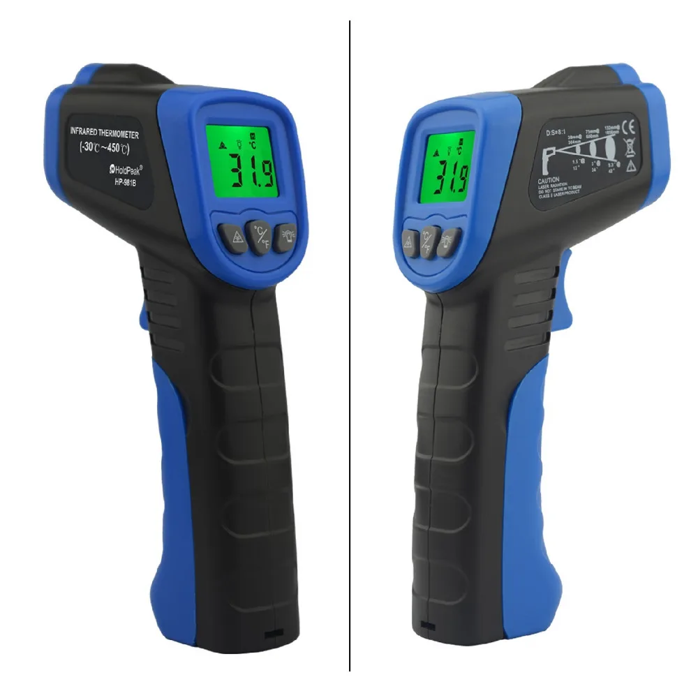  30 ~ 450'C/ 22 842'F HoldPeak HP 981B температура метр Пистолет Бесконтактный ИК