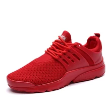 

2017 Men's Popular Sneakers Breathable Light Walking Jogging Sneakers White Red Mesh Sport Trainers Cheap Men Sports Shoes Sale