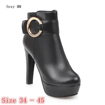 

Spring Autumn High Heels Women Platform Ankle Boots Pumps Woman Short Boots High Heel Shoes Plus Size 34 - 40 41 42 43 44 45