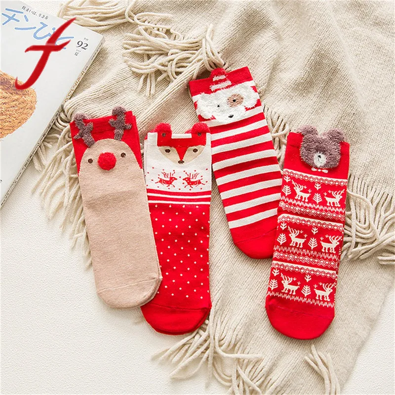 Feitong-Comfortable-Christmas-Cotton-Socks-Women-Ladies-Cute-Slippers-Short-Cartoon-Print-Ankle-Funny-Socks-calcetines