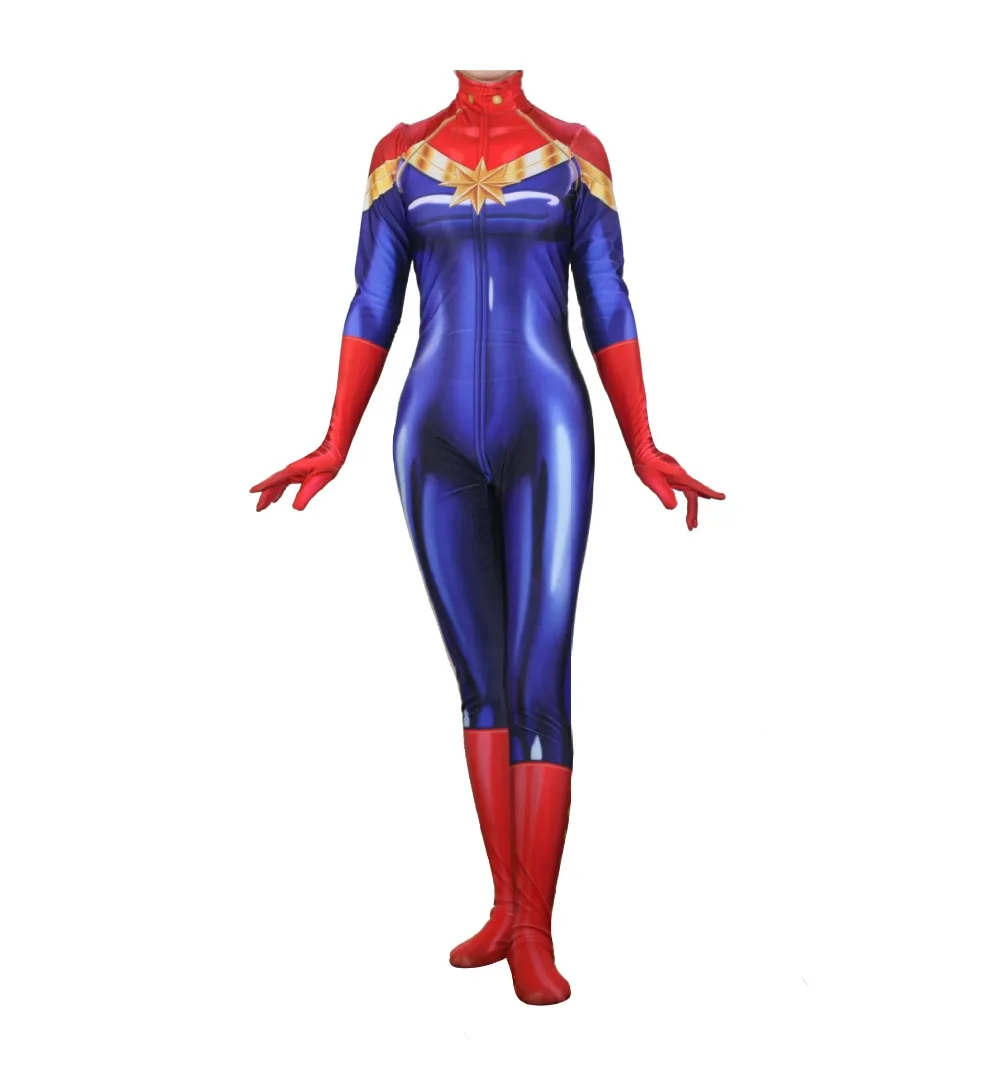  Captain Marvel Ms Marvel Carol Danvers Jumpsuit Catsuit Sexy Cosplay Costumes Halloween Women Bodys