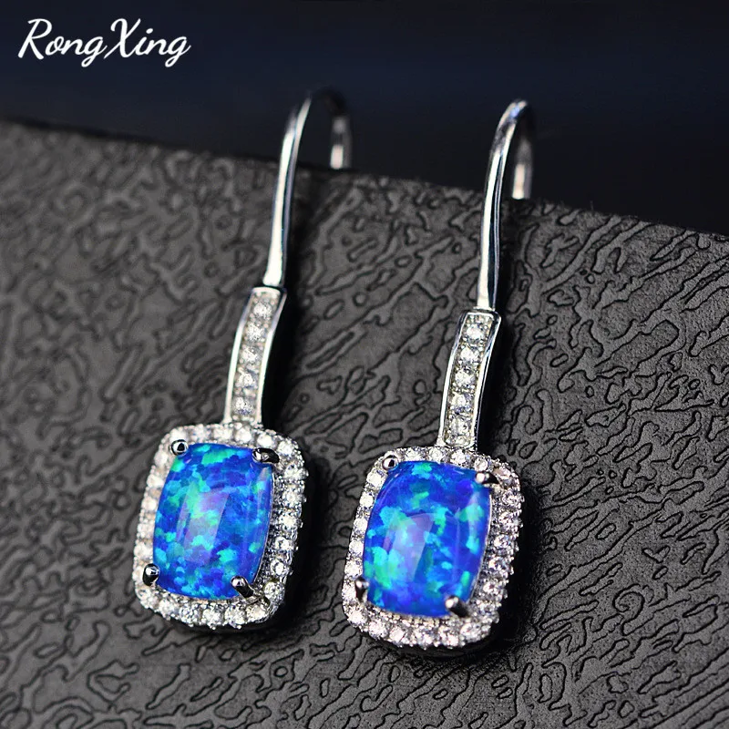 Висячие серьги RongXing с голубым/белым/зеленым/фиолетовым/оранжевым огненным