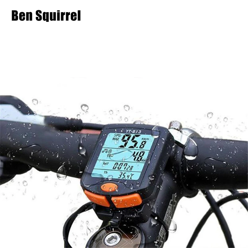 

ben Bicycle Computer Wireless Bike Computer Speedometer Digital Odometer Stopwatch Thermometer LCD Backlight Rainproof Black