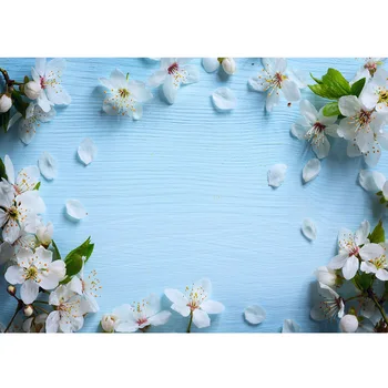 

White Orchid Wooden Wall Photographic Backgrounds Vinyl Cloth Photo Shootings Backdrops for Baby Children Wedding Photo Studio