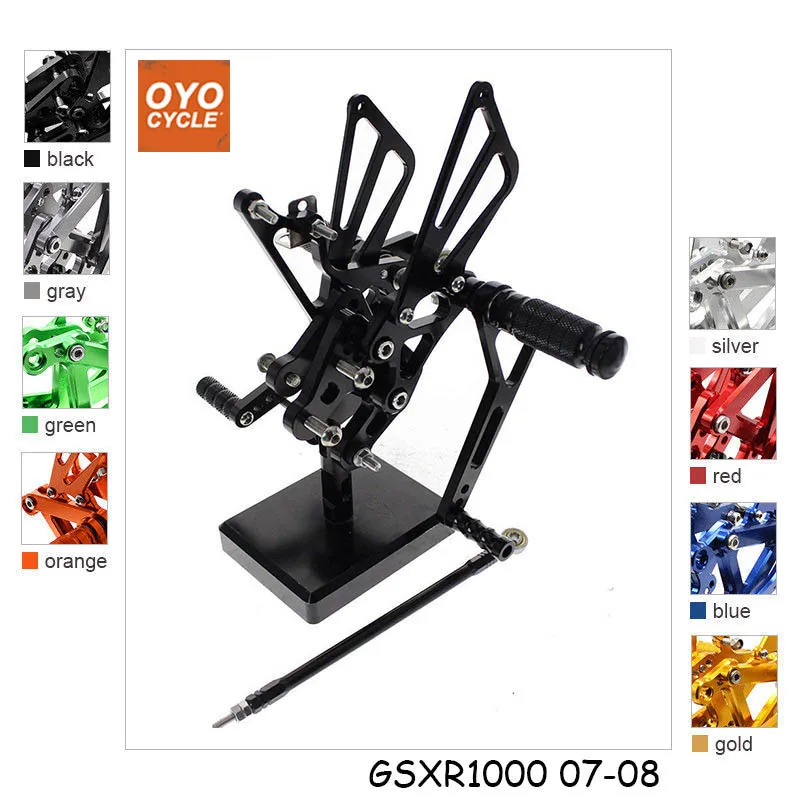 

CNC Adjustable Rearsets Foot Rest Foot Pegs Foot Rests For Suzuki GSXR1000 K7 K8 2007 2008 GSXR 1000