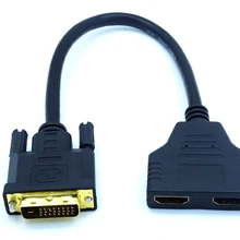 50 шт. позолоченный DVI в двойной hdmi 24+ 1 цифровой кабель женский y-сплиттер аудио-видео адаптер конвертер