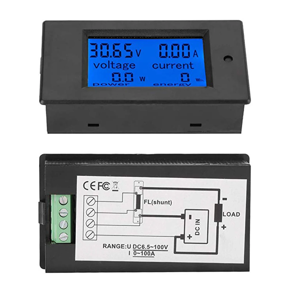 DC 6,5-100 в вольт ток кВт-ч ватт панель дисплей цифровой Ток Напряжение измеритель мощности Амперметр Вольтметр мультиметр