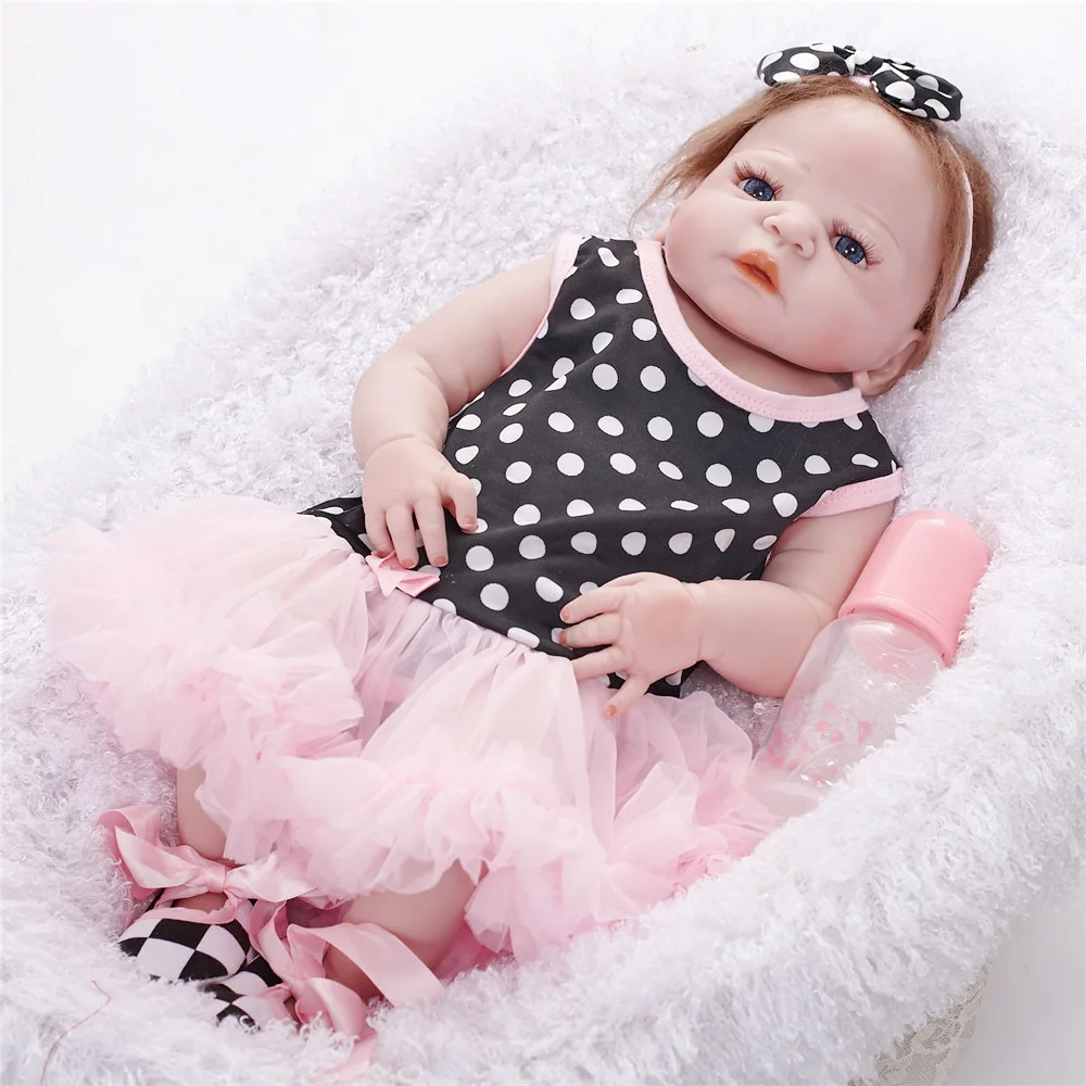 

22 inches Full Silicone Newborn Girl Doll Lovely Reborn Baby Doll Toy for Children Birthday Xmas Gift