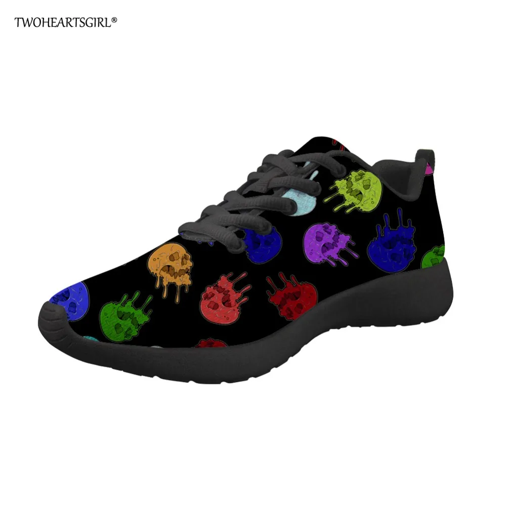 

Twoheartsgirl Women Casual Sneaker Vintage Skull Prints Ladies Casual Sneakers Light Flats Shoes Woman Comfortable Mesh Zapatos
