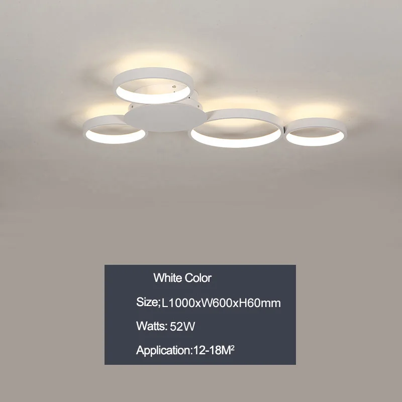 Круглые кольца, современная светодиодная Люстра для гостиной, спальни, алюминиевая белая/кофейная цветная AC85-265V люстра - Цвет абажура: White 1000x600mm