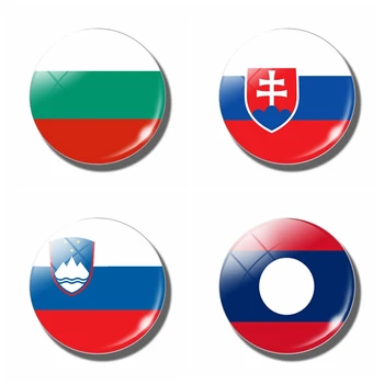 

National Flag 30MM Fridge Magnet Slovakia Bulgaria Slovenia Laos Glass Dome Magnetic Refrigerator Stickers Note Holder HomeDecor