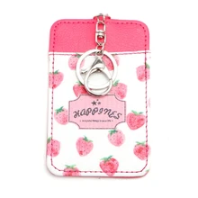 Женский кожаный шикарный держатель для карт с фруктовым ID, сумка для карт, значок, брелок для ключей, стильный