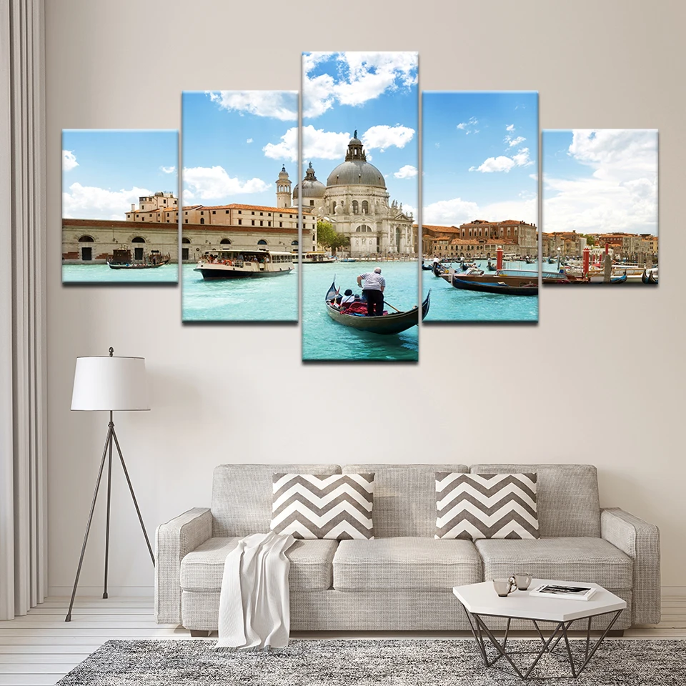 

Canvas Painting Grand Canal Venice Italy Window 5 Pieces Wall Art Painting Modular Wallpapers Poster Print Home Decor