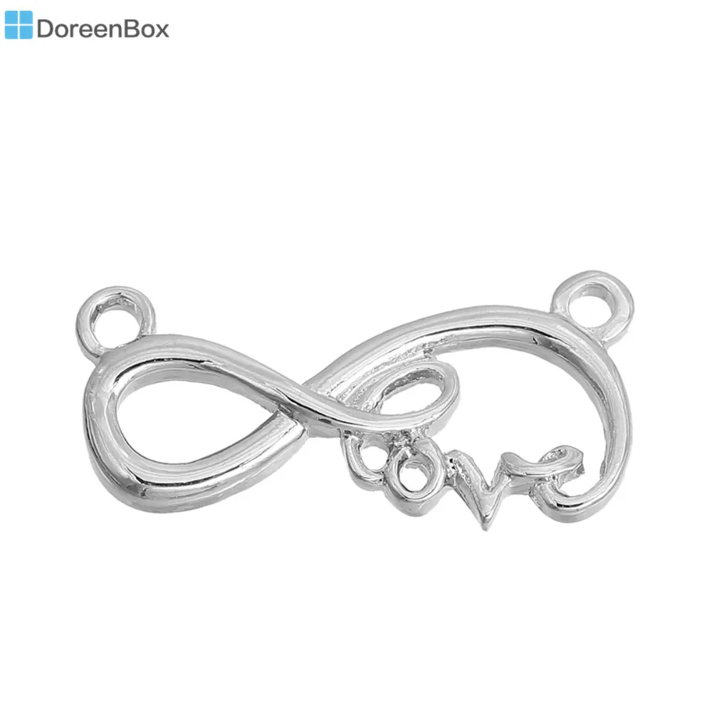 Doreen Box Серебристые цветные разъемы из цинкового сплава Infinity Symbol Circle Love Hollow 10 шт.|zinc