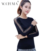 Voobuyla Женская футболка для бега открытая футболка для йоги Осенняя Сексуальная Спортивная футболка с длинными рукавами одежда для фитнеса спортивные топы Спортивные топы