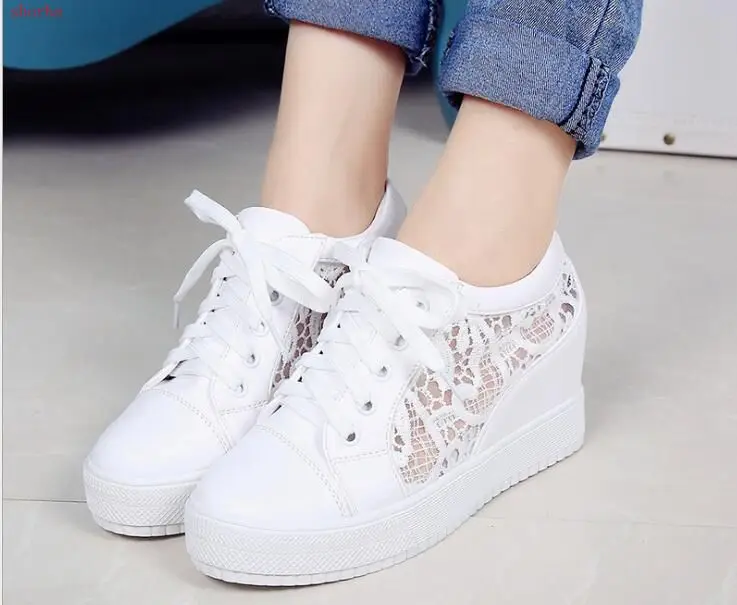 

Fashion Wedge Women Footwear Height Increasing women Shoes Women's casual shoes Sneakers white black shoes women size 34-40