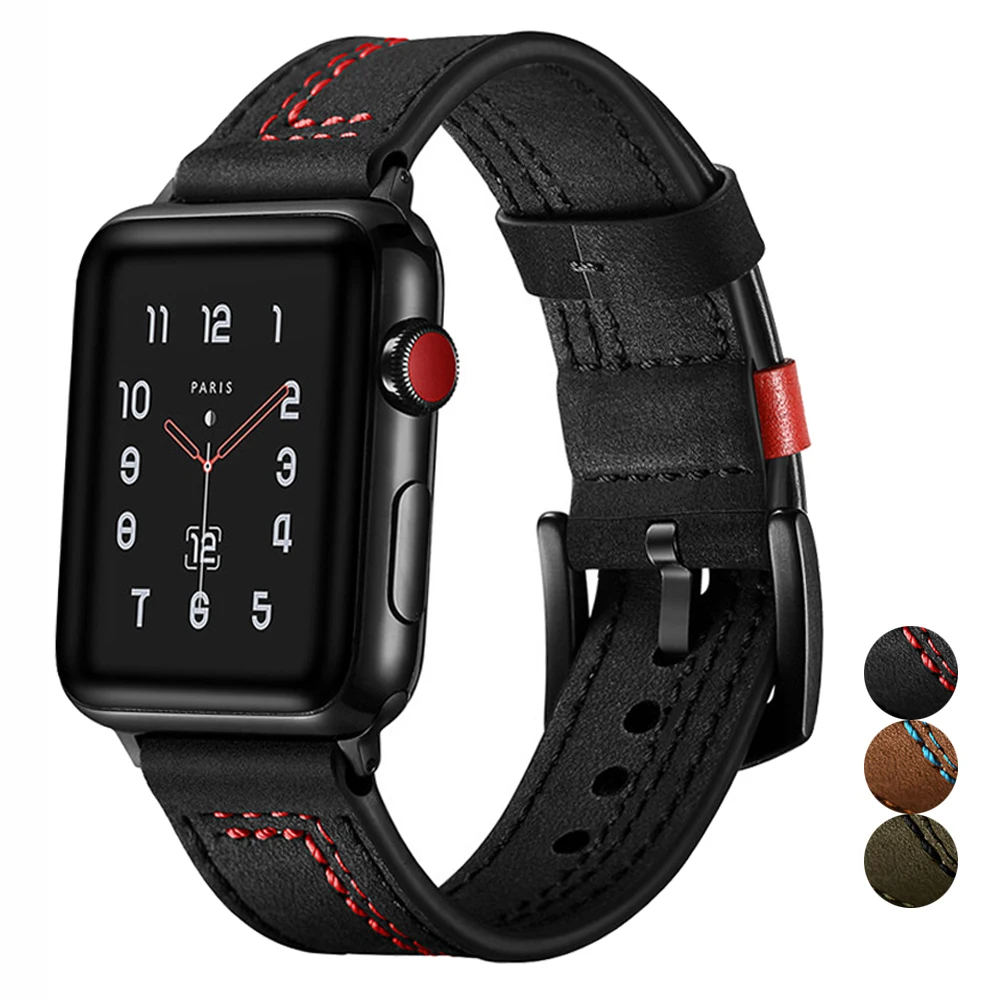 

Genuine leather strap for apple watch series 4/3/2/1 iwatch band 42mm/38mm/42mm/40mm bracelet wrist clock belt accessories