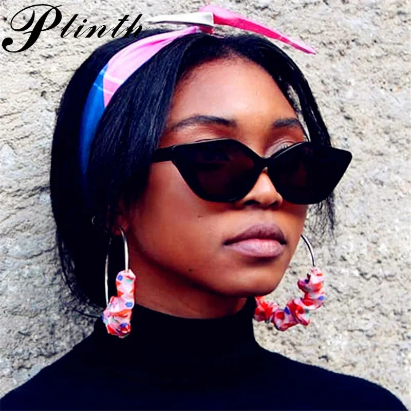 

PLINTH 2019 Luxury Brand Design Cat Eye Sunglasses Women Sexy Cool Vintage Sun Glasses Men Personality Fashion Bright Frame