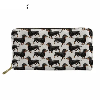 

Woman's Long PU Leather Wallet Cute 3D Dog Dachshund Pattern Lady Zipper Purse Brand Designer 3D Credit Card Holder Murse Sumka