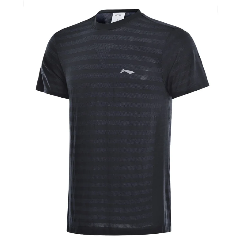 Li-Ning Мужская футболка для бега 65% полиэстер 35% нейлон бесшовная футболка облегающая подкладка спортивные топы ATSN191 MTS2886