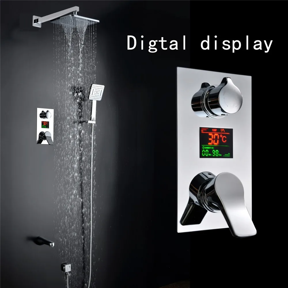 Haliaeetus набор для душа с цифровым дисплеем, светодиодный настенный душевой кран. 3 функции, кран для ванной, кран для душа