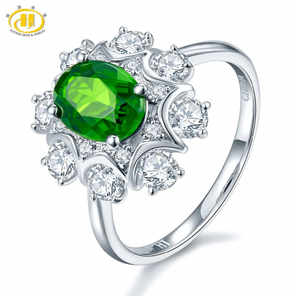 

Hutang Natural Gemstone Chrome Diopside Solid 925 Sterling Silver Snow Ring Fine Jewelry Presents Gift For Women Christmas Gift