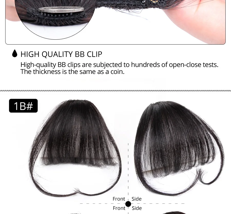 Leeons поддельные длинные тупые челки волос клип-в расширение Поддельные бахрома 100% натуральный накладные шиньон для женщин клип в челку