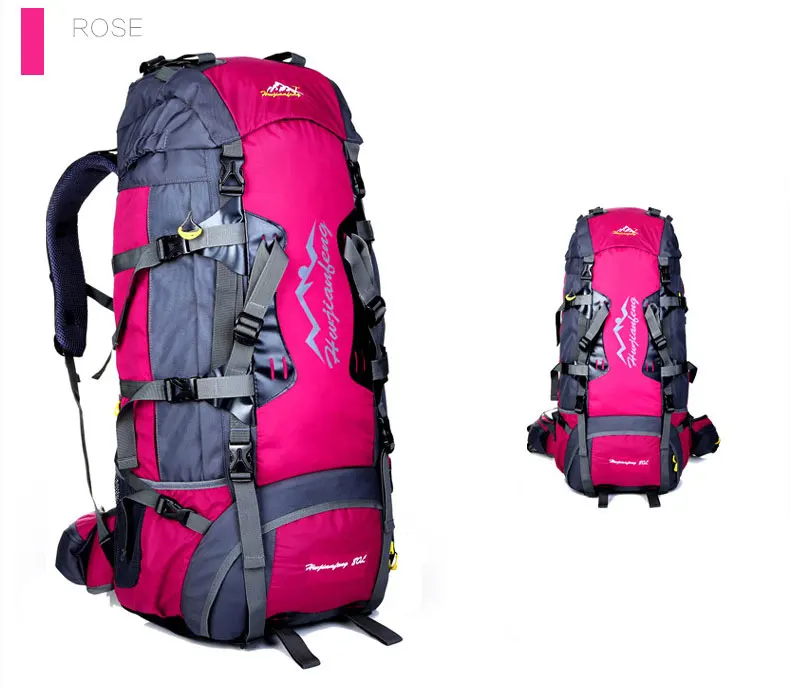 80L Outdoor Hiking Backpack Camping Waterproof Treking Sports Bags Rain Cover Mountaineering Bag Metal Frame Climbing Rucksack
