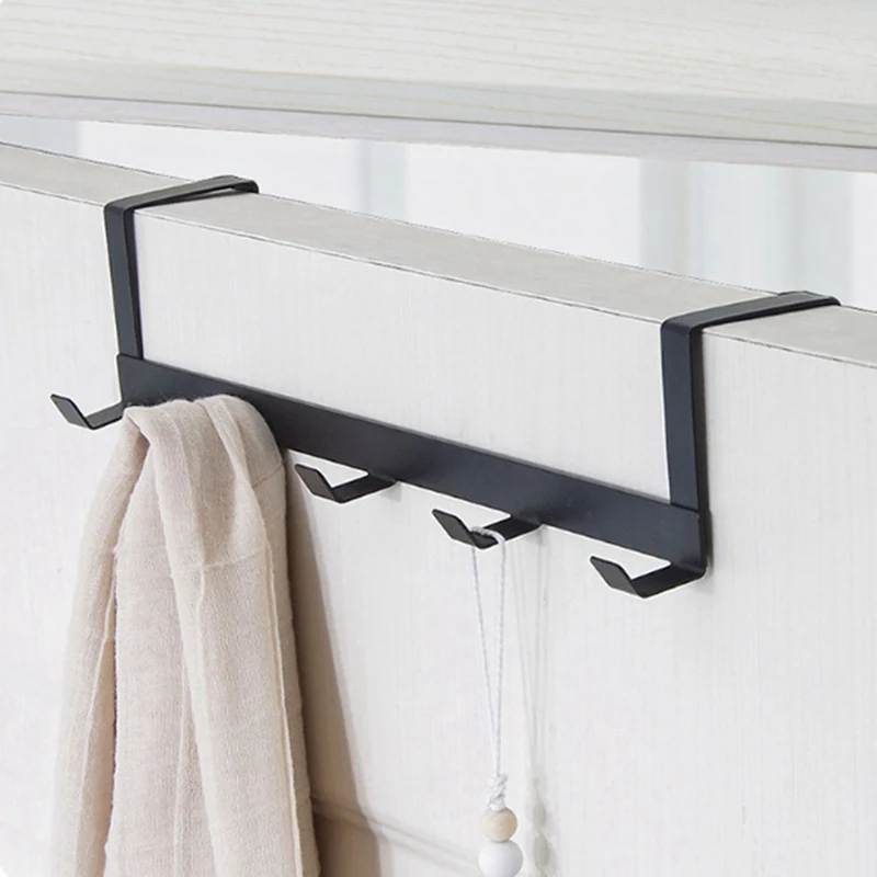 1pc Aluminum Wall Mounted Towel Clothes Hat Hanger Black 