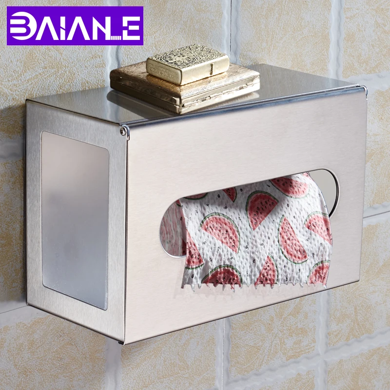 Bathroom Toilet Paper Holder Waterproof Paper Towel Holder Wall Mounted Shelf Toilet Paper Roll Holder Cover Storage Tissue Box