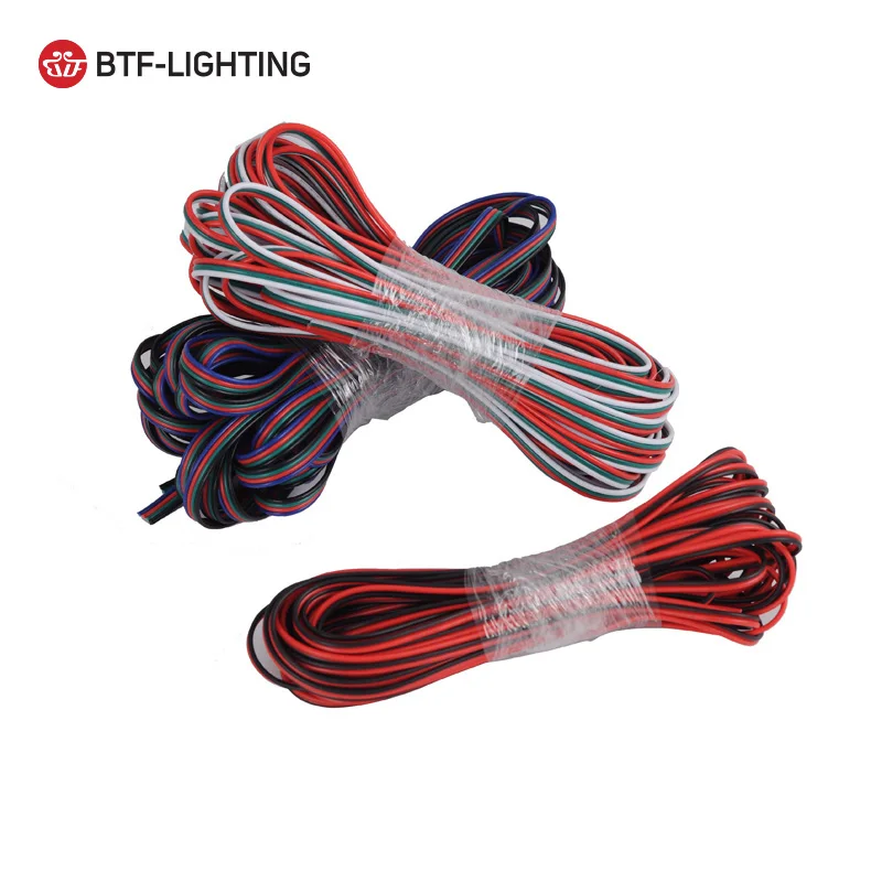 

10m/20m Roll 2Pin/3Pin/4Pin/5Pin 22AWG/20AWG/18AWG Led Wire Connector Cable For WS2812 WS2811 5050 3528 LED Strip